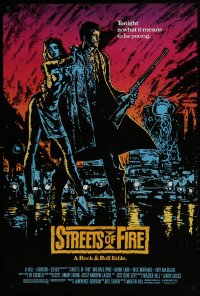 1w939 STREETS OF FIRE 1sh 1984 Walter Hill, Michael Pare, Diane Lane, artwork by Riehm, no borders!