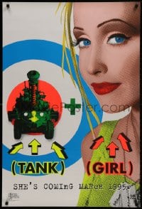 1w948 TANK GIRL teaser 1sh 1995 Lori Petty, based on the comic strip, cool blacklight design!