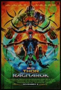 1w954 THOR RAGNAROK advance DS 1sh 2017 montage of Chris Hemsworth in the title role with top cast!