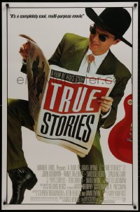 1w965 TRUE STORIES 1sh 1986 giant image of star & director David Byrne reading newspaper!