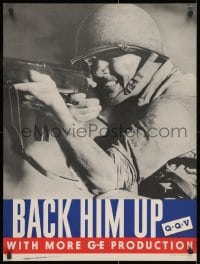 1w052 BACK HIM UP 23x30 WWII war poster 1943 back him up with more G-E production, Q+Q=V!