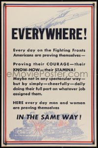 1w068 EVERYWHERE 25x38 WWII war poster 1943 every day men and women are proving themselves!
