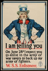 1w046 I AM TELLING YOU 20x30 WWI war poster 1918 great James Montgomery Flagg art of Uncle Sam!