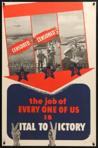 1w077 JOB OF EVERY ONE OF US IS VITAL TO VICTORY 19x29 WWII war poster 1943 keep up the hard work!