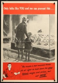 1w092 ONLY FOLKS LIKE YOU & ME CAN PREVENT THIS 17x25 WWII war poster 1943 mother/daughter & shoes!