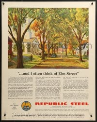 1w101 REPUBLIC STEEL Elm Street style 22x28 WWII war poster 1940s Buy War Bonds and Stamps!
