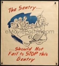 1w107 SENTRY SHOULD NOT FAIL TO STOP THIS GENTRY 18x20 WWII poster 1940s Hitler, Tojo, Mussolini!