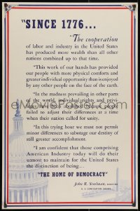 1w112 SINCE 1776 25x38 WWII war poster 1941 Capitol Building and the Washington Monument!