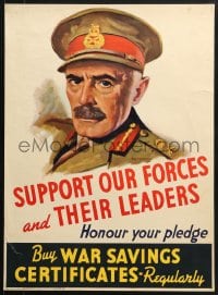 1w114 SUPPORT OUR FORCES & THEIR LEADERS 19x26 Canadian WWII war poster 1940s General McNaughton!