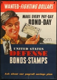 1w122 UNITED STATES DEFENSE BONDS STAMPS 20x28 WWII war poster 1942 make pay-day bond-day!