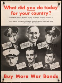 1w130 WHAT DID YOU DO TODAY FOR YOUR COUNTRY 21x28 WWII war poster 1940s U.S. service members!