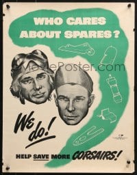 1w133 WHO CARES ABOUT SPARES 17x22 WWII war poster 1943 art by Blaine Morris, they care!