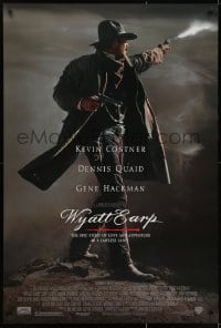 1w995 WYATT EARP 1sh 1994 cool image of Kevin Costner in the title role firing gun!