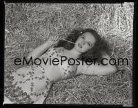 1x059 GLORIA JEAN 8x10 negative 1950s sexy close up with bare midriff laying on hay pile!