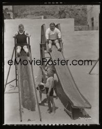 1x099 OUR GANG 8x10 negative 1920s Joe Cobb, Pete the Pup & others playing on slides!