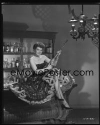 1x100 REDHEAD FROM WYOMING 8x10 negative 1953 sexy Maureen O'Hara sitting on bar with rifle!