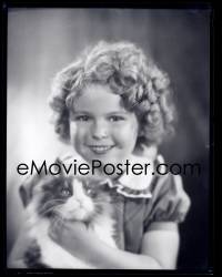 1x001 SHIRLEY TEMPLE 11x14 negative 1930s adorable smiling portrait holding her cat!
