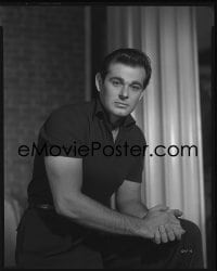 1x111 STUART WHITMAN 8x10 negative 1950s youthful seated portrait with his hands clasped!