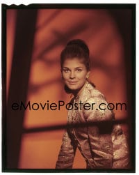 1x326 CANDICE BERGEN 4x5 transparency 1960s youthful smiling portrait wearing pearls in shadows!