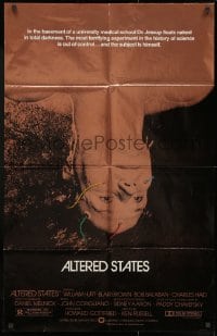 1y035 ALTERED STATES foil 25x39 1sh 1980 William Hurt, Paddy Chayefsky, Ken Russell, sci-fi!