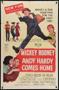 1y044 ANDY HARDY COMES HOME 1sh 1958 Mickey Rooney & his son Teddy together for the first time!