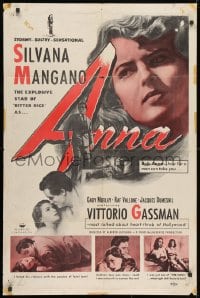 1y048 ANNA 1sh 1953 art of Silvana Mangano, a prostitute/singer turned nun & nurse!