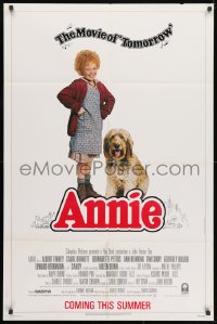1y049 ANNIE advance 1sh 1982 Harold Gray, cute Aileen Quinn with Finney, Burnette and top cast!