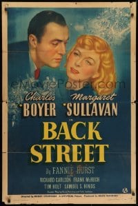1y064 BACK STREET style C 1sh 1941 Charles Boyer & Margaret Sullavan, written by Fannie Hurst!