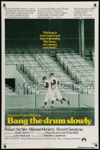 1y070 BANG THE DRUM SLOWLY 1sh 1973 Robert De Niro, image of New York Yankees baseball stadium!