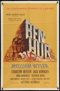 1y084 BEN-HUR 1sh 1960 Charlton Heston, William Wyler classic epic, cool chariot & title art!