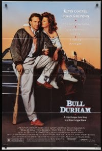 1y140 BULL DURHAM 1sh 1988 great image of baseball player Kevin Costner & sexy Susan Sarandon
