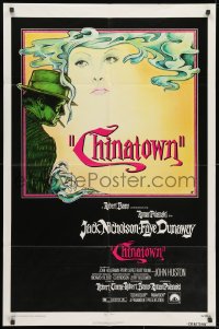 1y173 CHINATOWN 1sh 1974 art of Jack Nicholson & Faye Dunaway by Jim Pearsall, Polanski