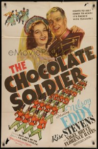 1y175 CHOCOLATE SOLDIER style C 1sh 1941 close up of Nelson Eddy singing to Rise Stevens, rare!