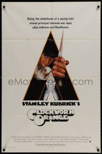 1y186 CLOCKWORK ORANGE int'l 1sh 1972 Stanley Kubrick classic, Castle art of Malcolm McDowell!