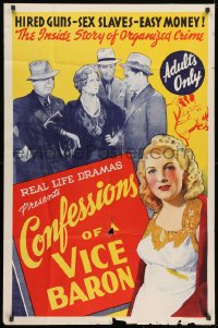 1y201 CONFESSIONS OF A VICE BARON 1sh 1943 art, hired guns, sex slaves & easy money!