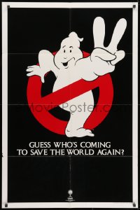 1y355 GHOSTBUSTERS 2 teaser 1sh 1989 Ivan Reitman, best huge image of ghost logo, undated design!