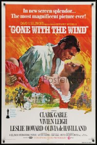 1y366 GONE WITH THE WIND 1sh R1974 Terpning art of Gable carrying Leigh over burning Atlanta!