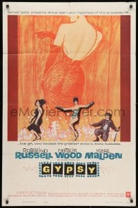 1y392 GYPSY 1sh 1962 wonderful artwork of Rosalind Russell & sexiest Natalie Wood!