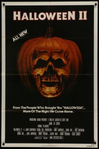 1y393 HALLOWEEN II 1sh 1981 cool jack-o-lantern skull image, more of the night HE came home!