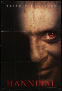 1y398 HANNIBAL teaser DS 1sh 2000 Ridley Scott, creepy close up of Anthony Hopkins as Dr. Lector!