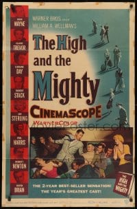 1y411 HIGH & THE MIGHTY 1sh 1954 John Wayne & Claire Trevor, William Wellman airplane disaster!