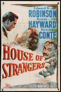 1y426 HOUSE OF STRANGERS 1sh 1949 Edward G. Robinson, Richard Conte slaps Susan Hayward!