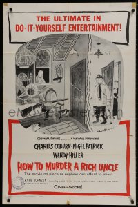 1y428 HOW TO MURDER A RICH UNCLE 1sh 1958 great cartoon art of Charles Coburn by Charles Addams!