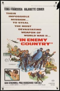 1y444 IN ENEMY COUNTRY 1sh 1968 action art of Tony Franciosa & Ajanette Comer, WWII!