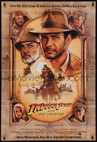 1y449 INDIANA JONES & THE LAST CRUSADE int'l advance 1sh 1989 art of Ford & Connery by Drew!