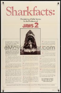 1y471 JAWS 2 1sh 1978 art of giant shark attacking girl on water by Feck + cool shark facts!