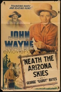 1y481 JOHN WAYNE 1sh 1948 western image of The Duke with cigarette, Neath the Arizona Skies!