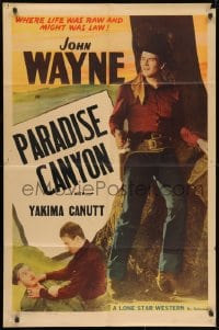1y480 JOHN WAYNE 1sh 1948 full-length image of The Duke with gun, life was raw, Paradise Canyon!
