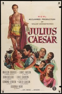 1y485 JULIUS CAESAR 1sh 1953 art of Marlon Brando, James Mason & Greer Garson, Shakespeare