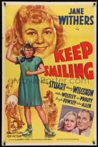 1y492 KEEP SMILING 1sh 1938 stone litho art of tough girl Jane Withers, Gloria Stuart, Wilcoxon!